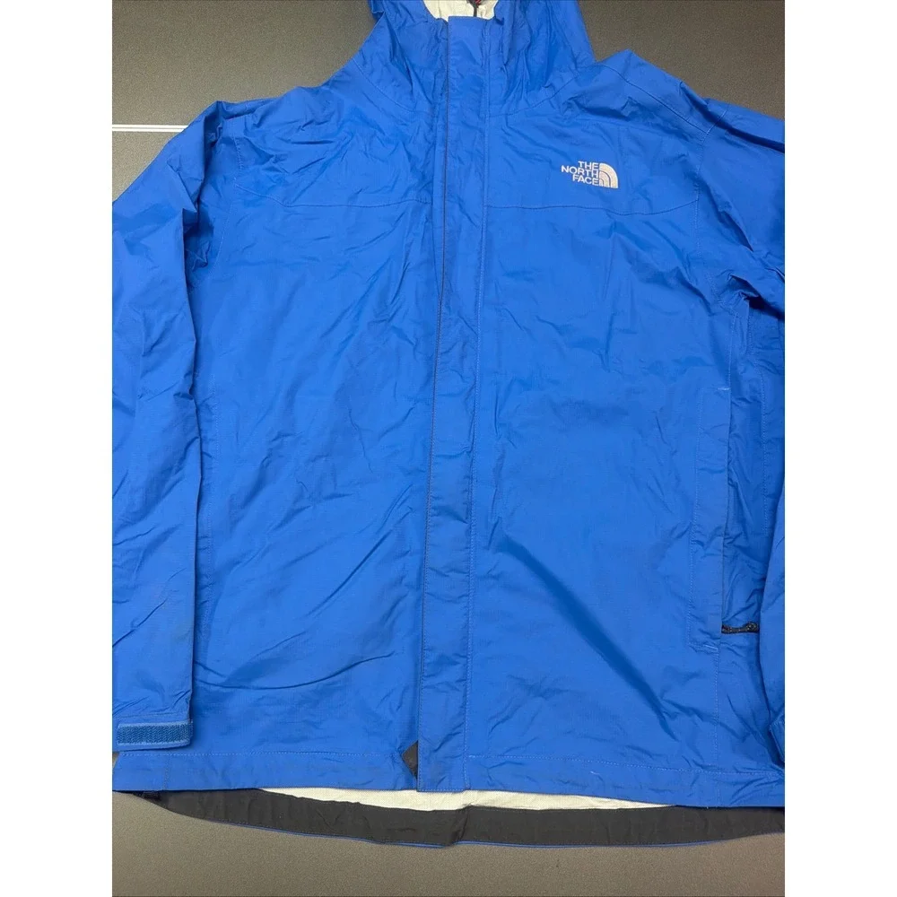 The North Face HyVent DT Blue Rain Jacket Hooded Ripstop Shell Mens M