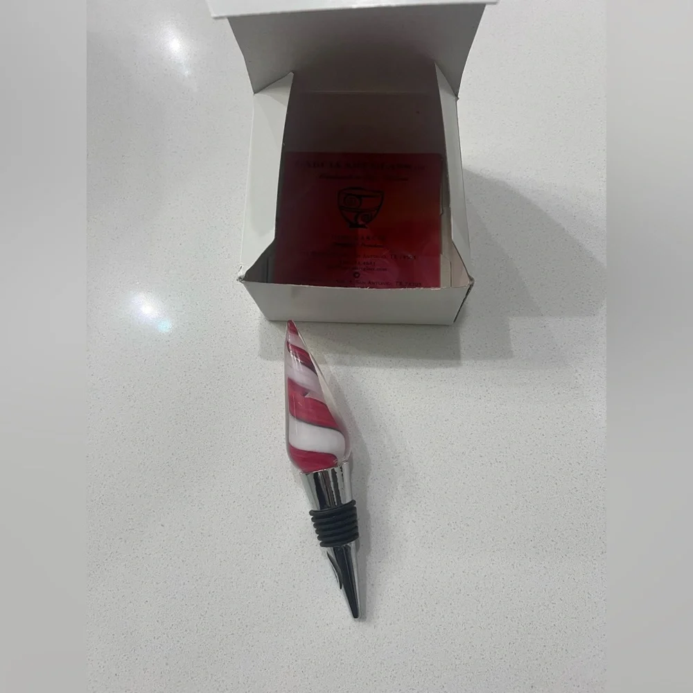 Garcia‎ Art Glass Signed Blown Glass San Antonio Wine Bottle Stopper In Box