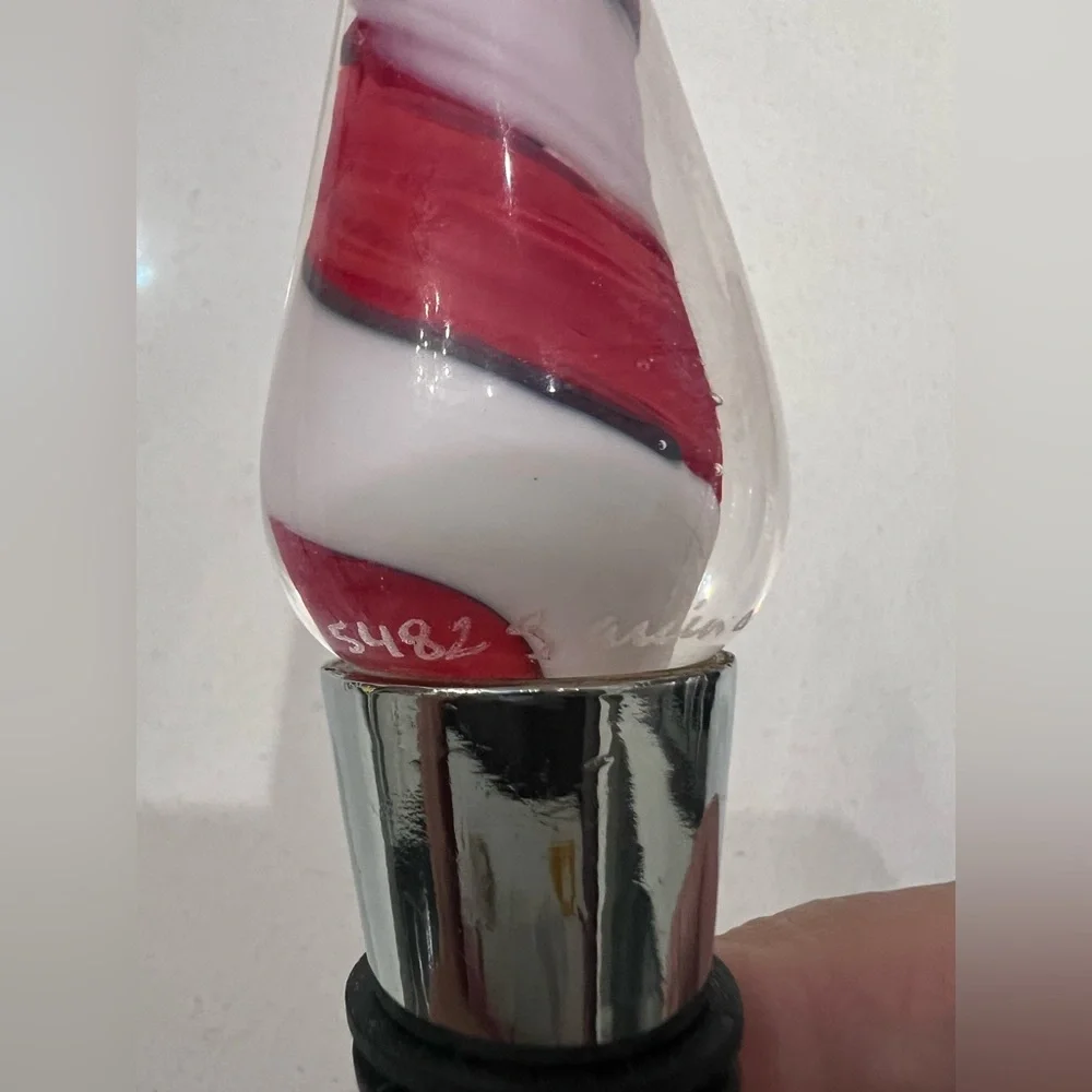 Garcia‎ Art Glass Signed Blown Glass San Antonio Wine Bottle Stopper In Box