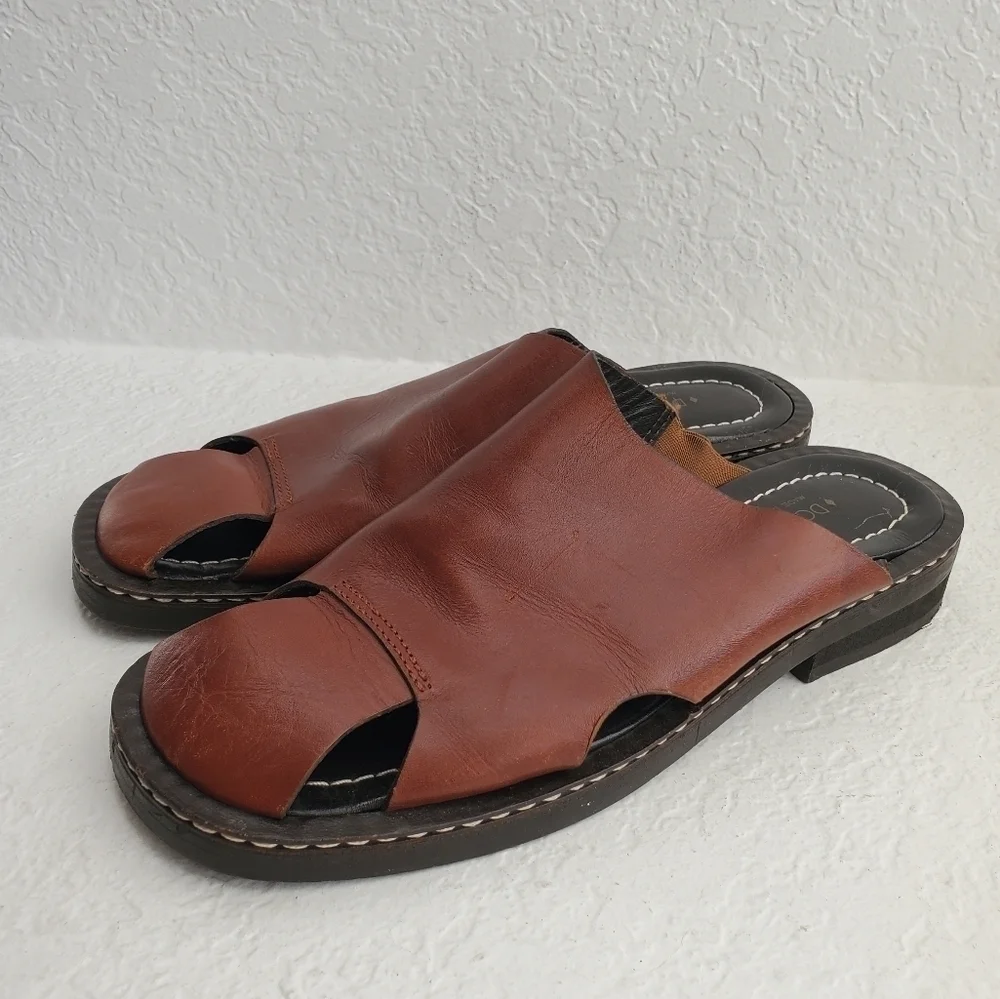 Donald J. Pliner Men's Y2K Brown Leather Slide Sandals Size 8