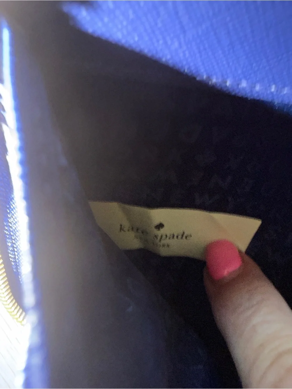 Kate Spade Blue Pebble Leather Zip Wallet