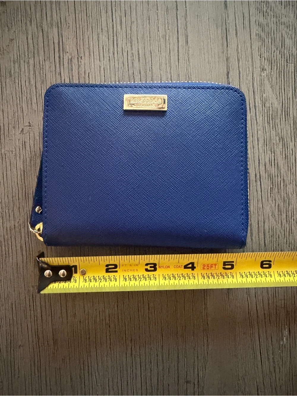 Kate Spade Blue Pebble Leather Zip Wallet