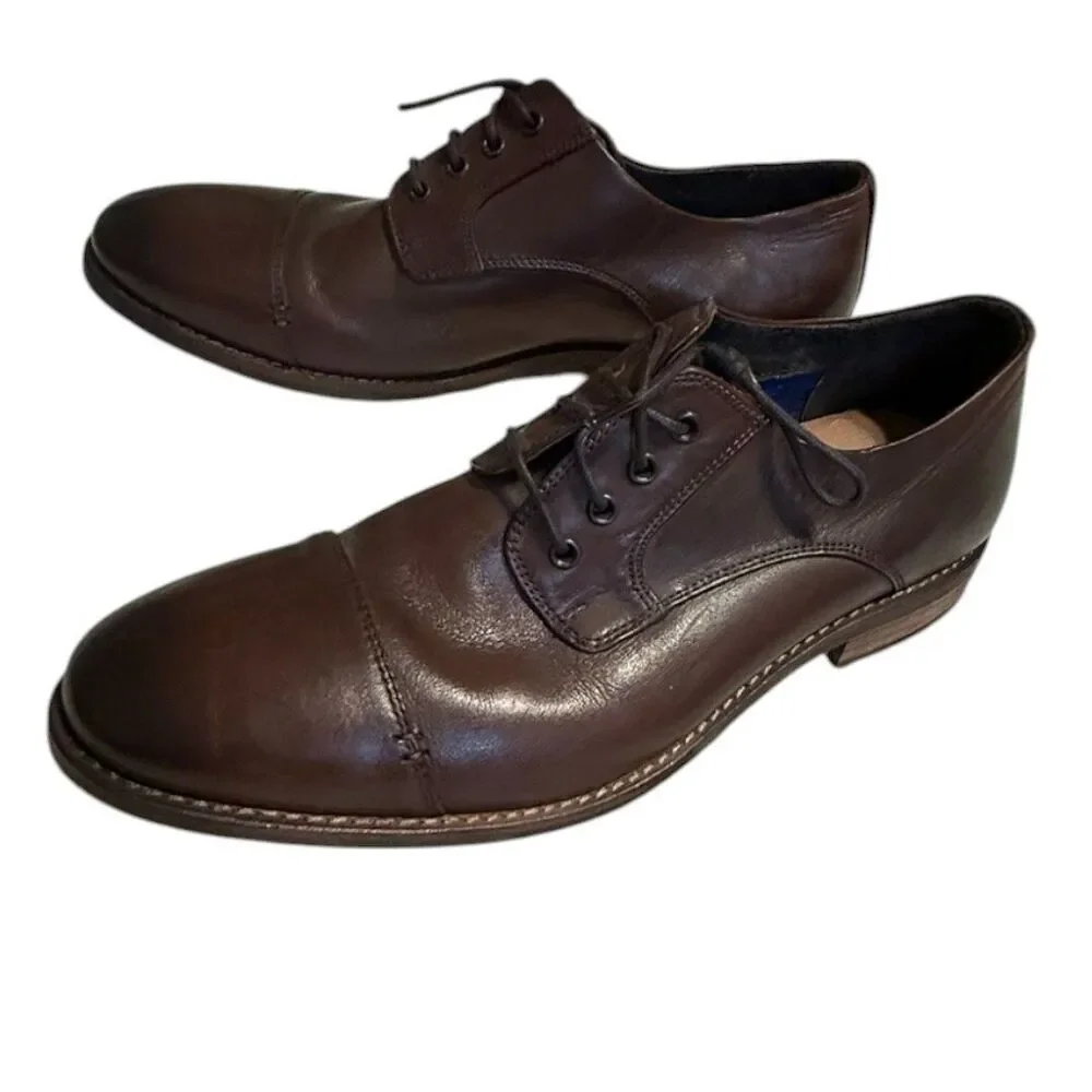 Nunn Bush 84652-200 Holt Lace-Up Brown Leather Cap Toe Oxfords shoes Men's 10 W