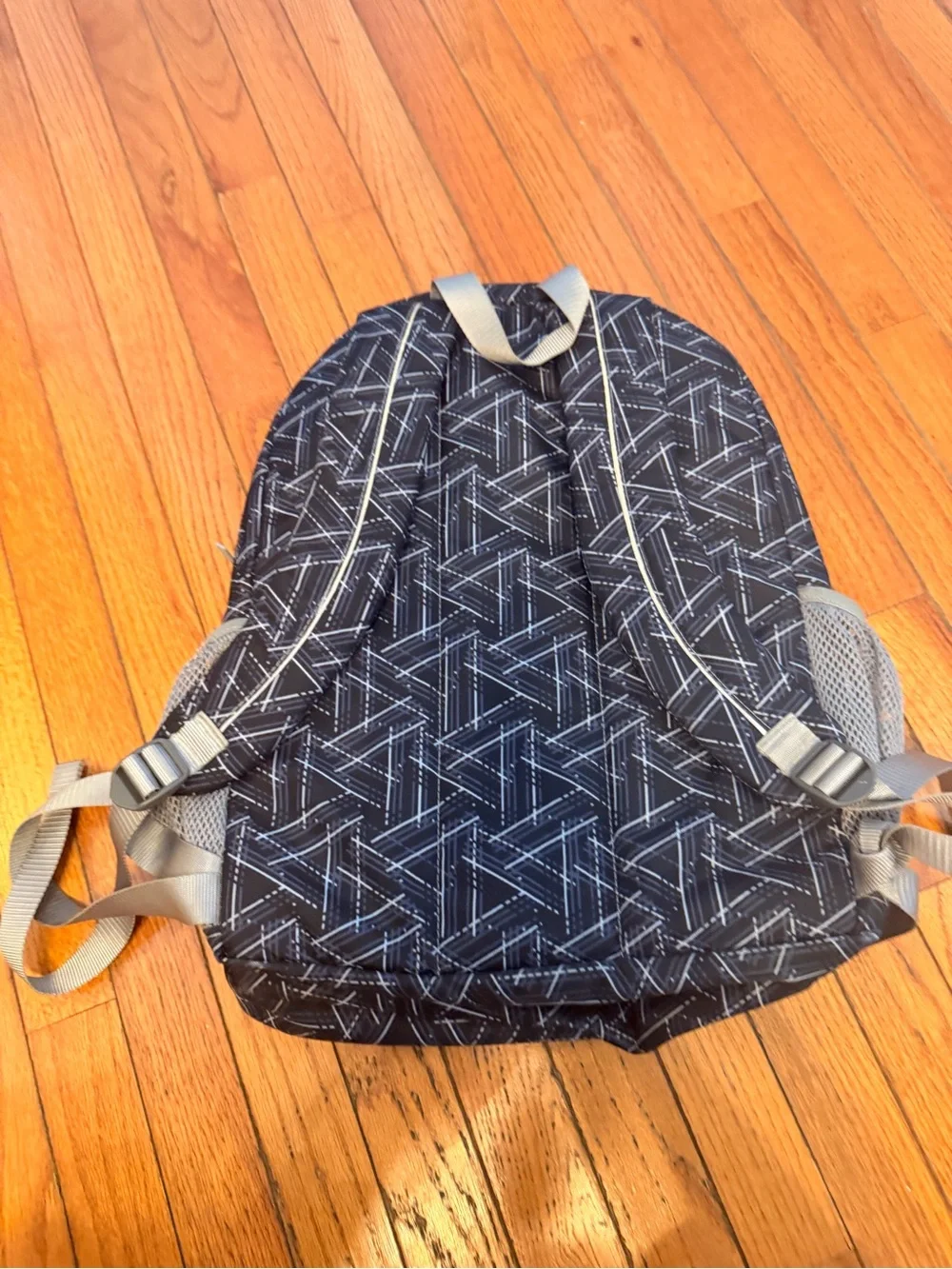 L.L. Bean Black Geometric Print Backpack with Gray Accents