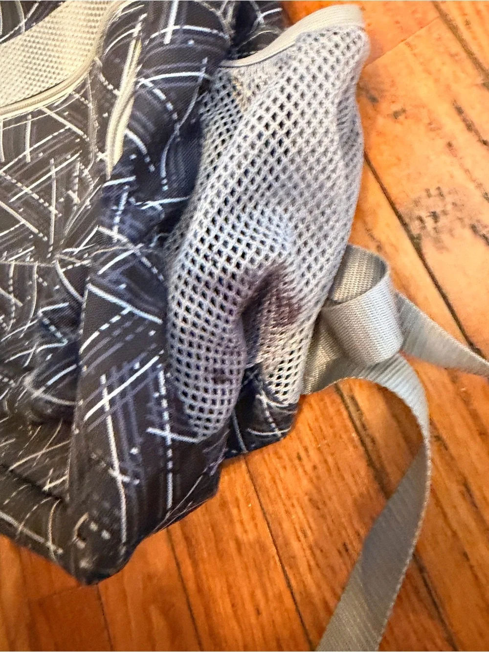 L.L. Bean Black Geometric Print Backpack with Gray Accents