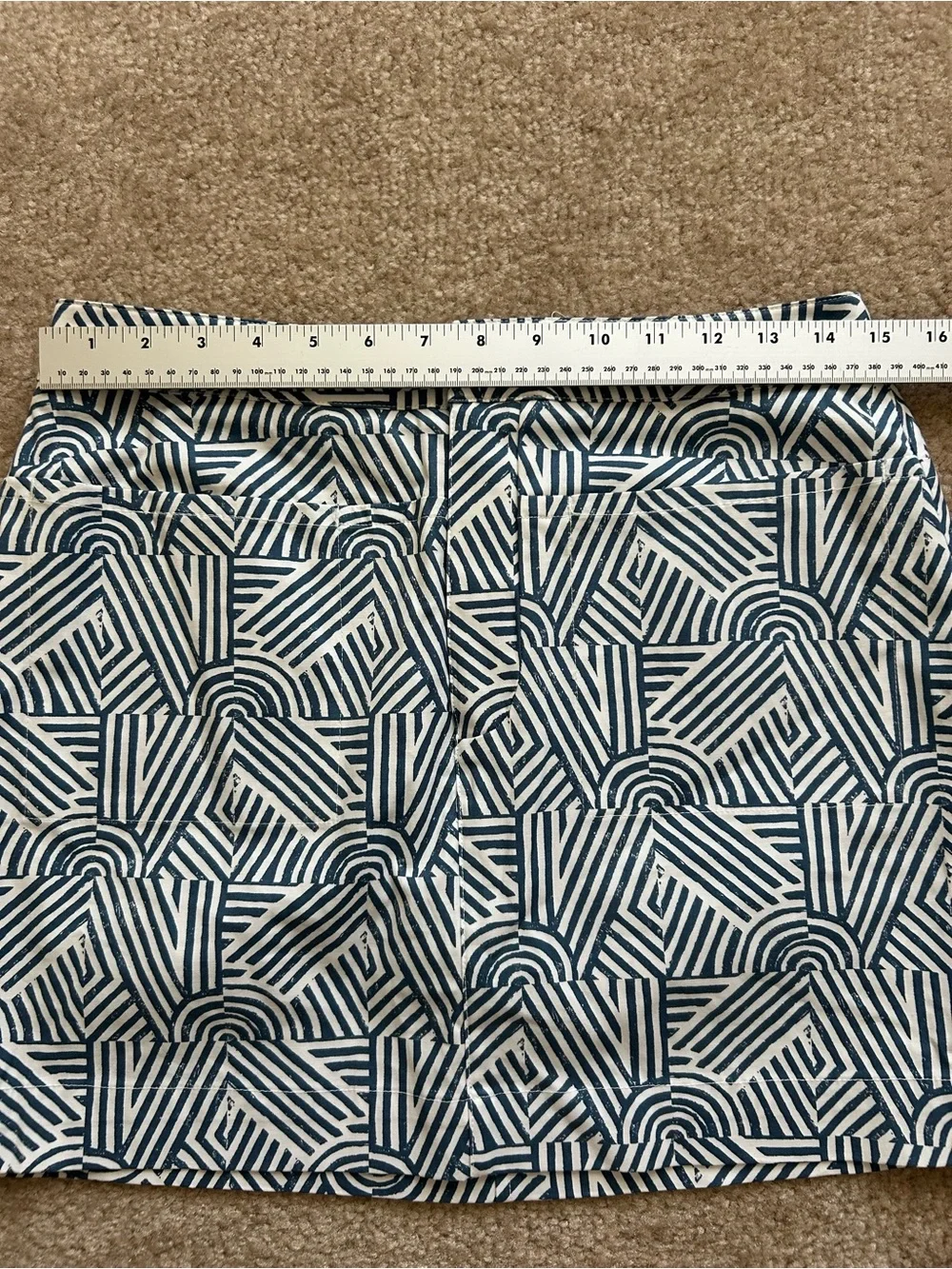 kate spade Saturday Navy and White Geometric Mini Skirt