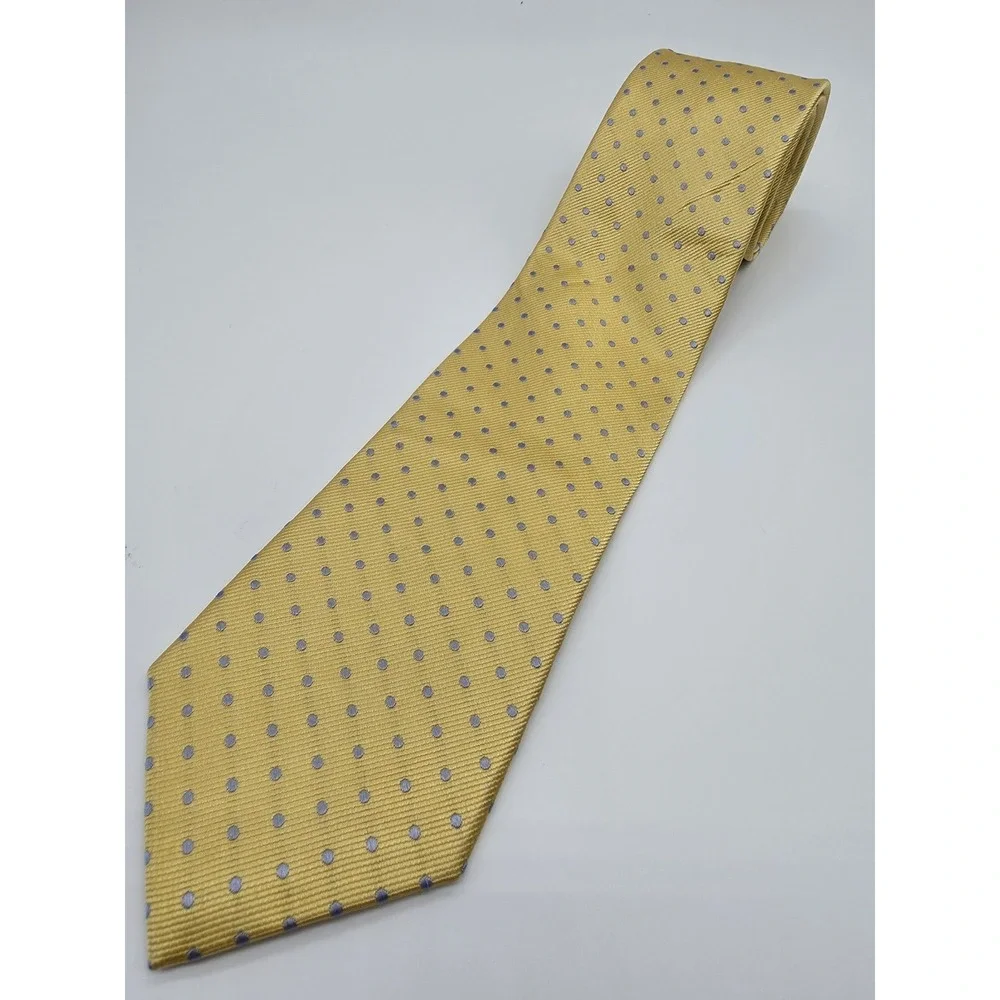 Michelsons of London Gold Blue Geometric Men's 100% Silk Tie 58