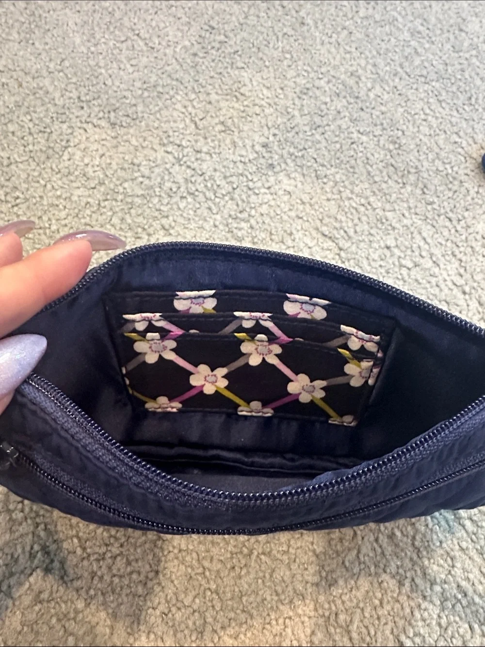 NWT Vera Bradley Navy Quilted Wristlet with Coin Pouch