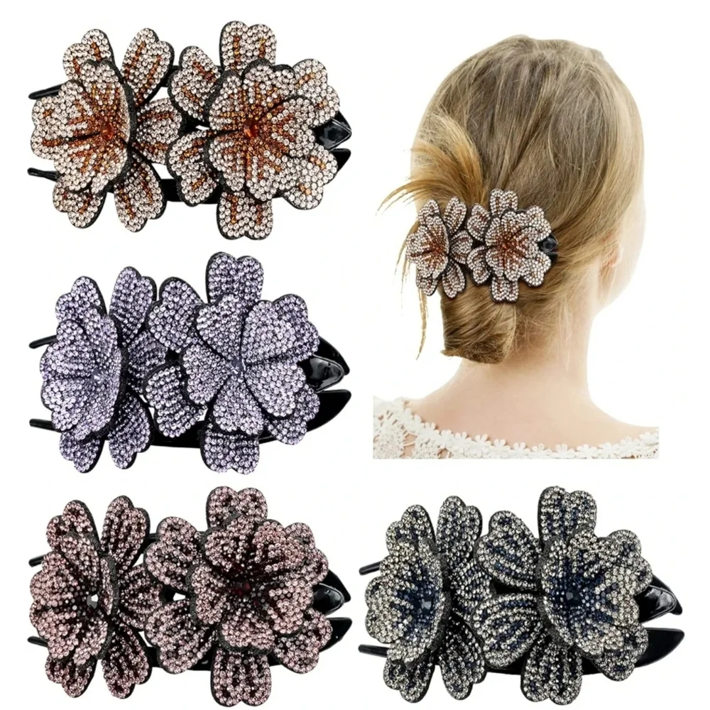 Elegant Floral Hair‎ Clips - Black and Brown