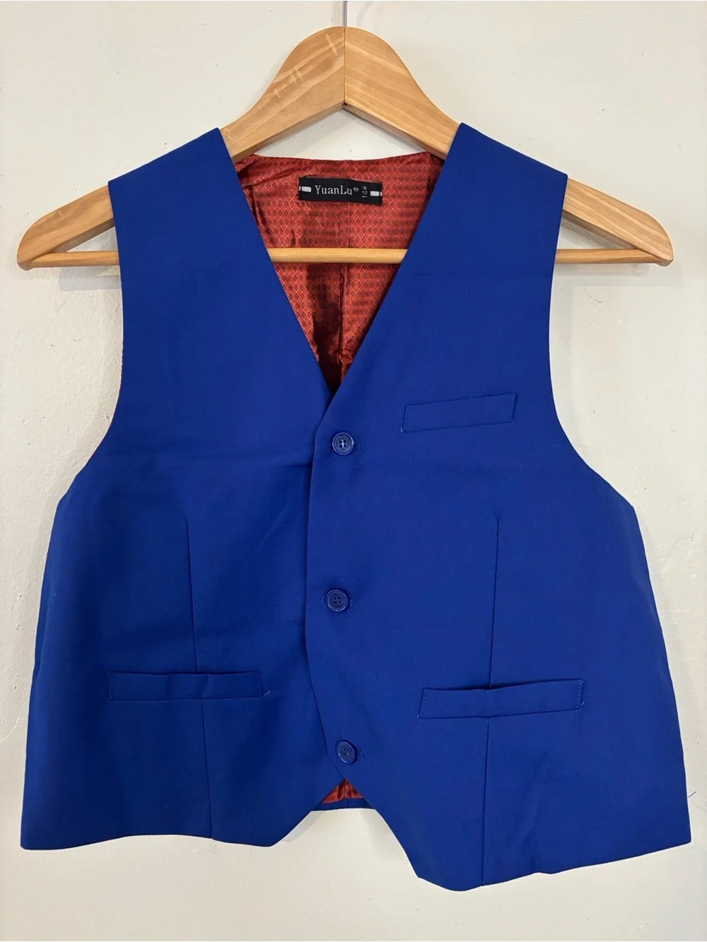 NWT YuanLu 3 Piece Blue Plaid Suit Size 14Y