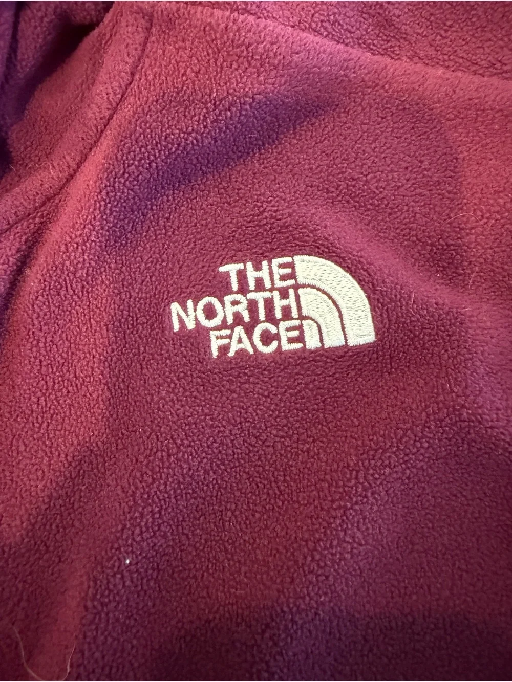 The North Face Girls L 12 Hooded Full Zip Fleece Jacket Burgundy Purple