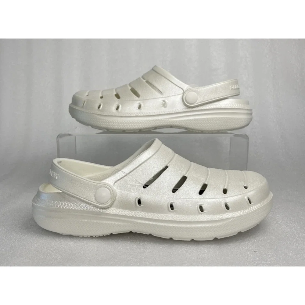 Rugged Shark Eva White Pearl Clogs Slip on Sandals Girls Size 2 NEW