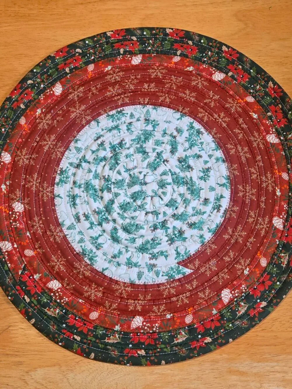Traditional Christmas Round Jelly Roll Placemats Set of 5