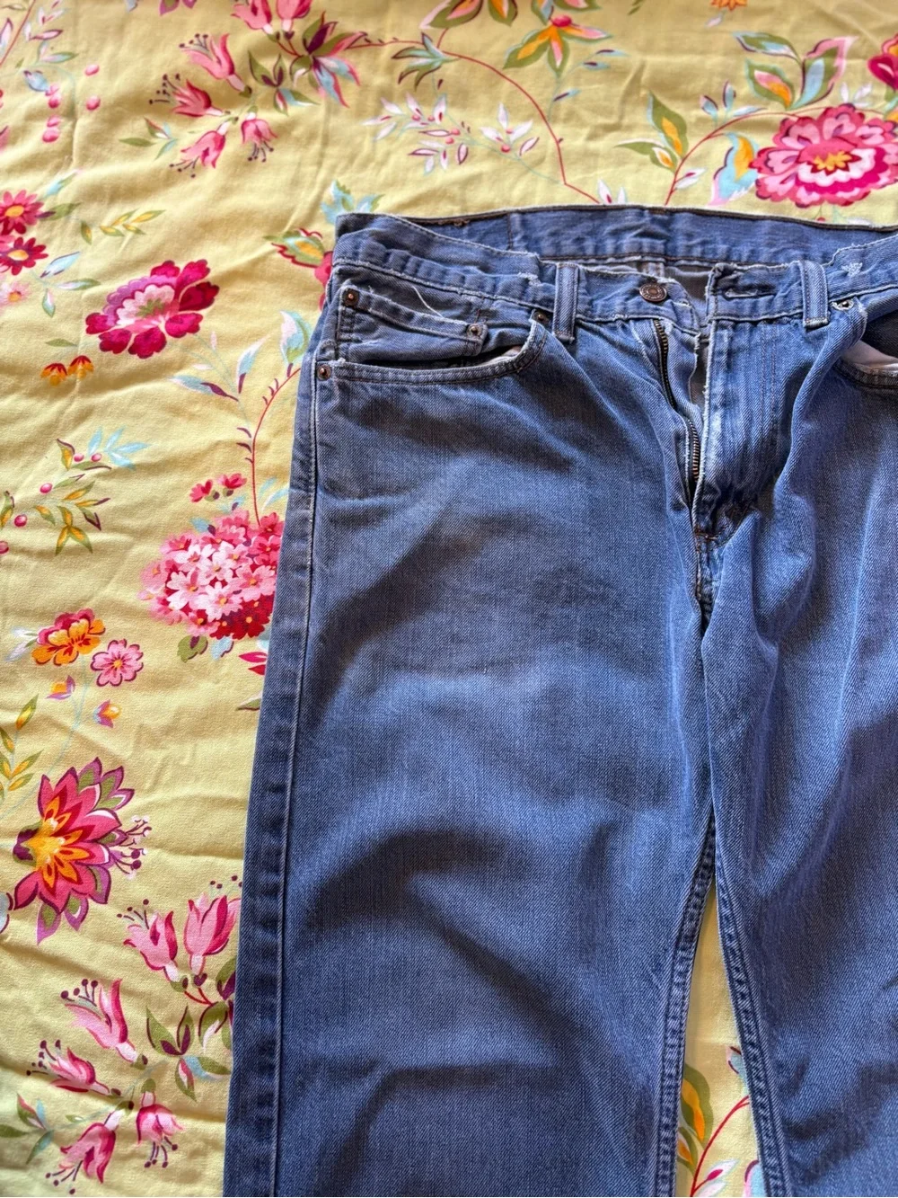 Levi's 505 Blue Regular Straight Medium Wash Blank Tab Jeans 32 x 32 Y2K 90s