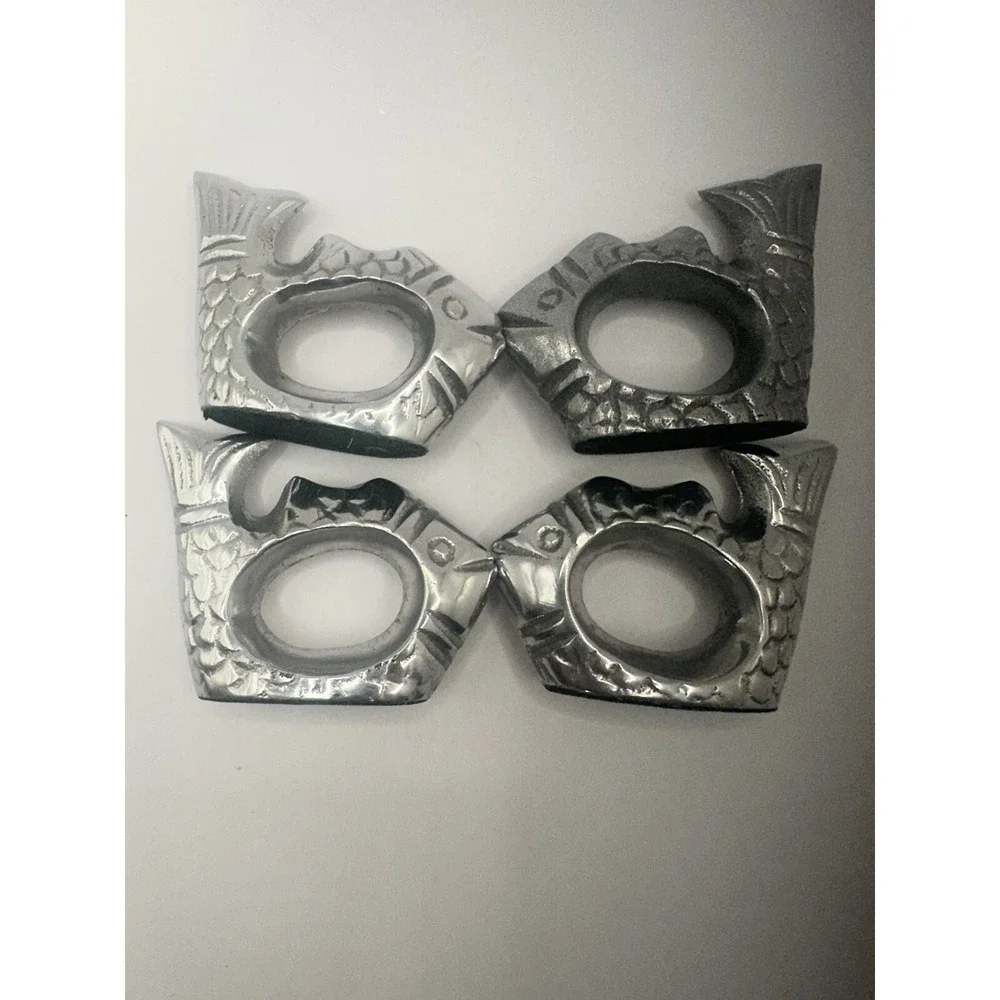 Set Of 4 Fish  Aluminum Napkin Holders