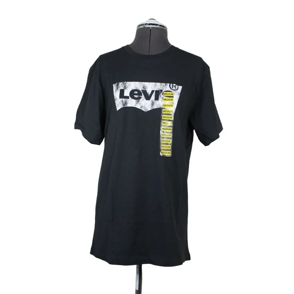Levi's men's white distressed batwing logo crew neck short‎ sleeve t-shirt M