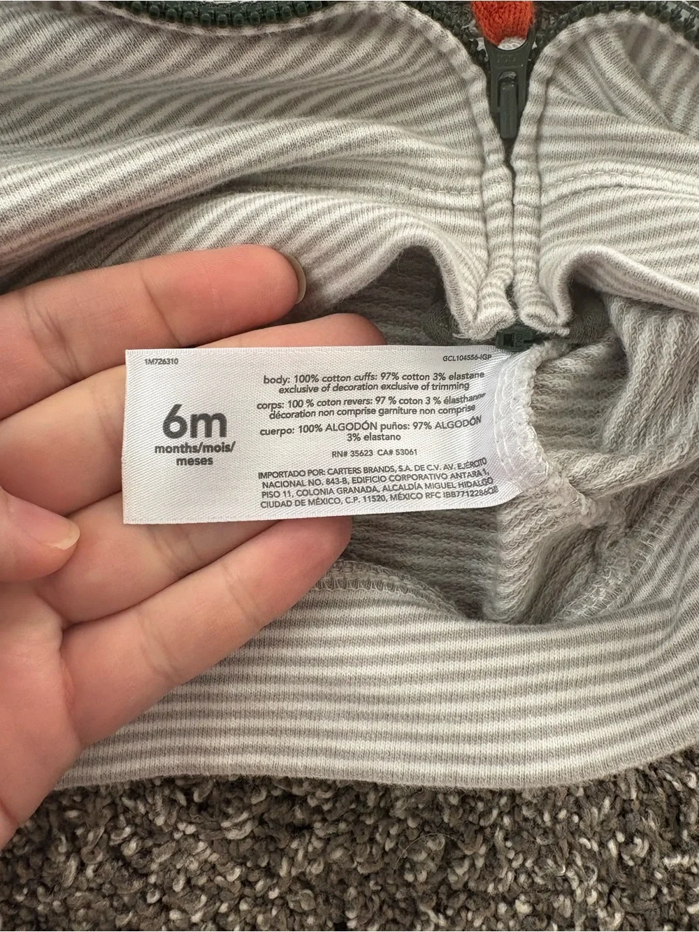 Carters striped green zip