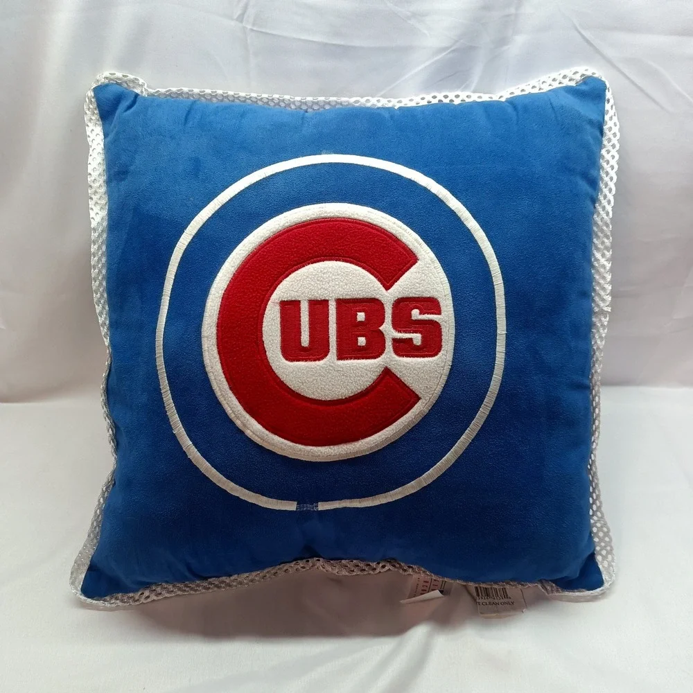 MLB Chicago Cubs Blue Embroidered Logo Throw Pillow Genuine Merch Baseball Sport