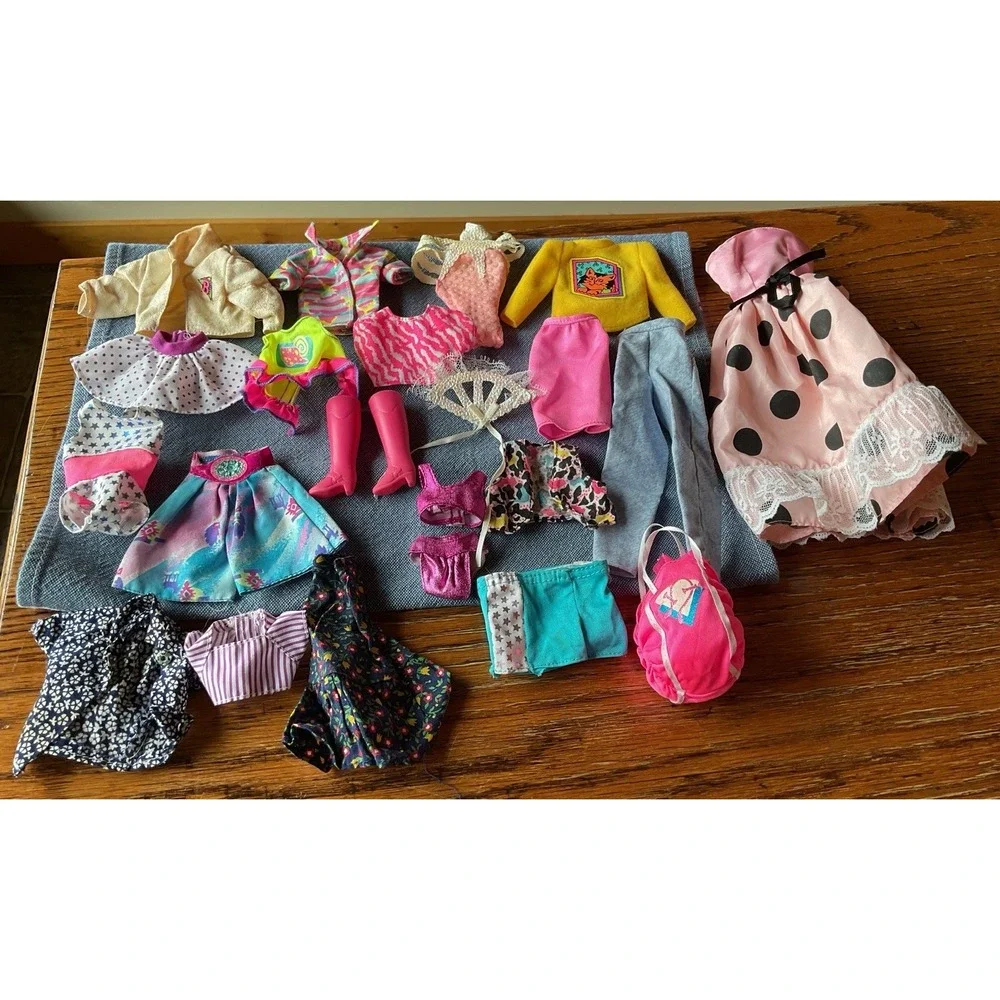 Vintage Barbie Clothing Lot Of 23, Some Homemade, 1 For Another Doll, Pink Boots