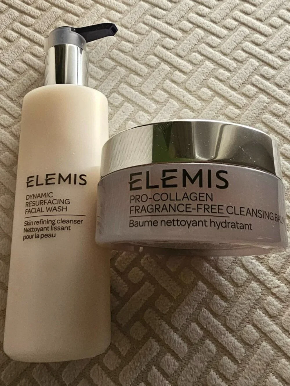 Elemis Dynamic Resurfacing Face Wash and Pro Collagen Fragrance Free Cleansing B