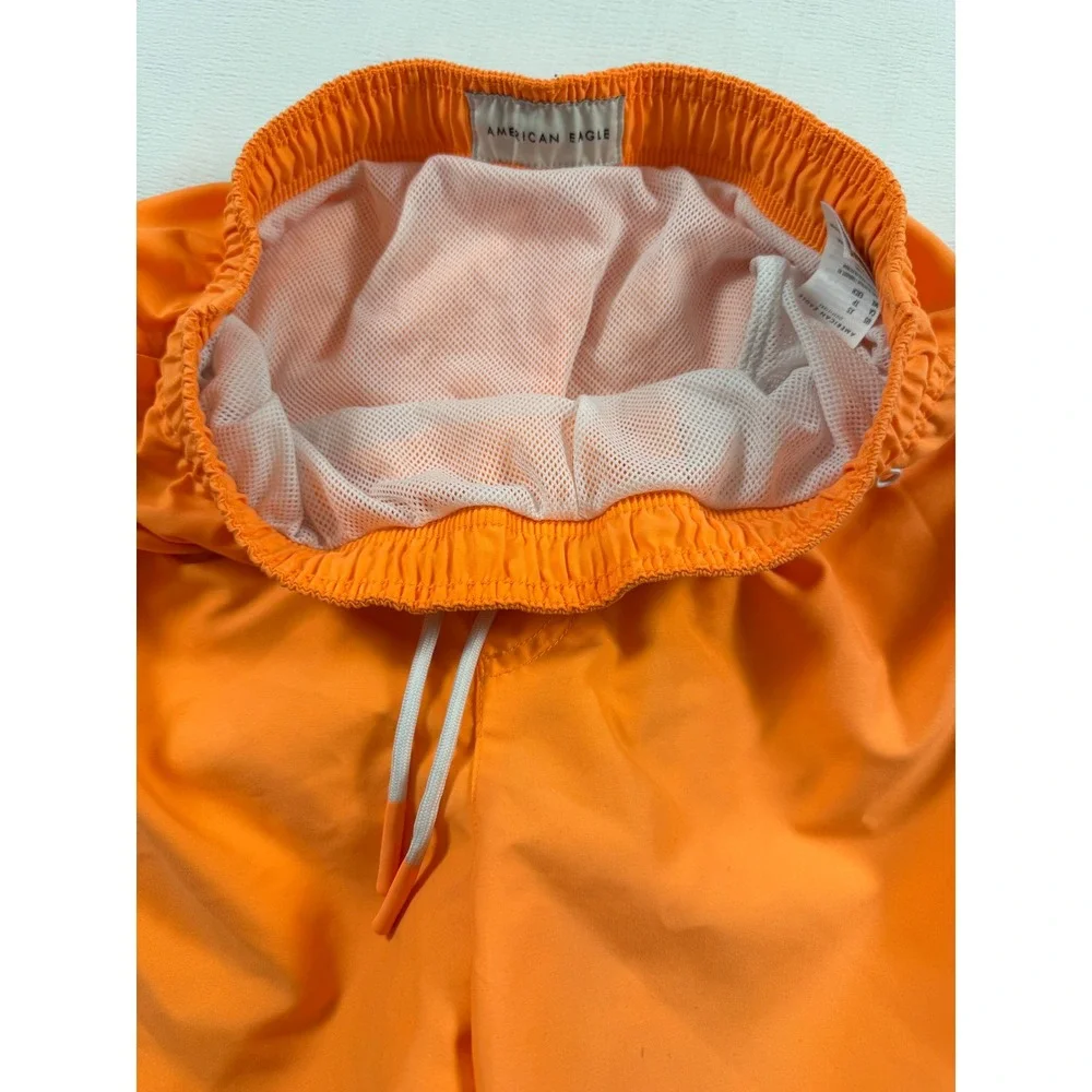 American Eagle Mens Neon Orange Swim Trunks Mesh Lined Board Shorts XS Beach
