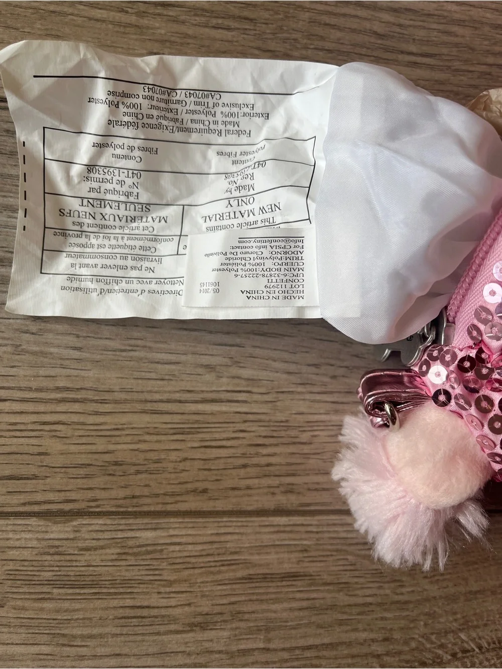 Poochie & Co. Bubblegum Pink Plush Poodle Purse with Sequins. Zips open EC