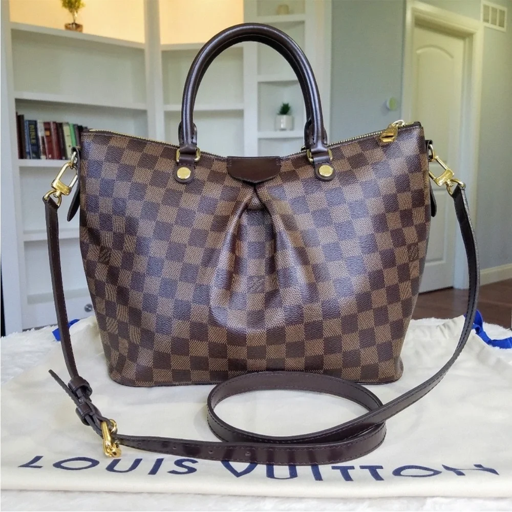 💕Authentic LV Siena MM Satchel Damien Ebene💕