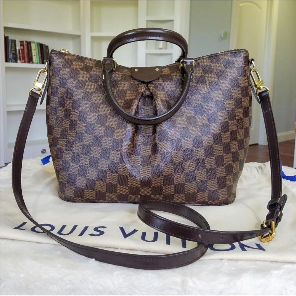 💕Authentic LV Siena MM Satchel Damien Ebene💕