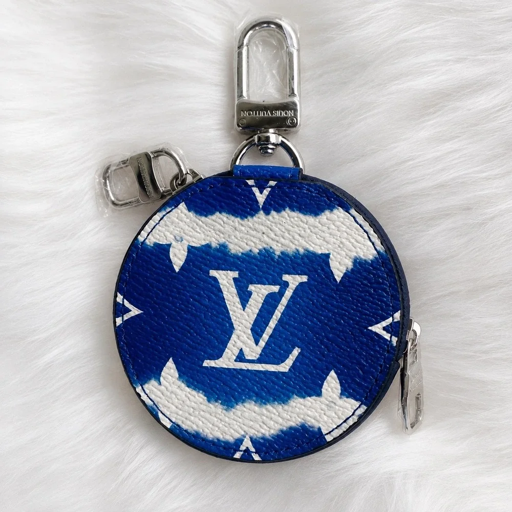 Louis Vuitton Monogram Clouds Round Coin Purse Bag Charm Blue White Virgil Abloh