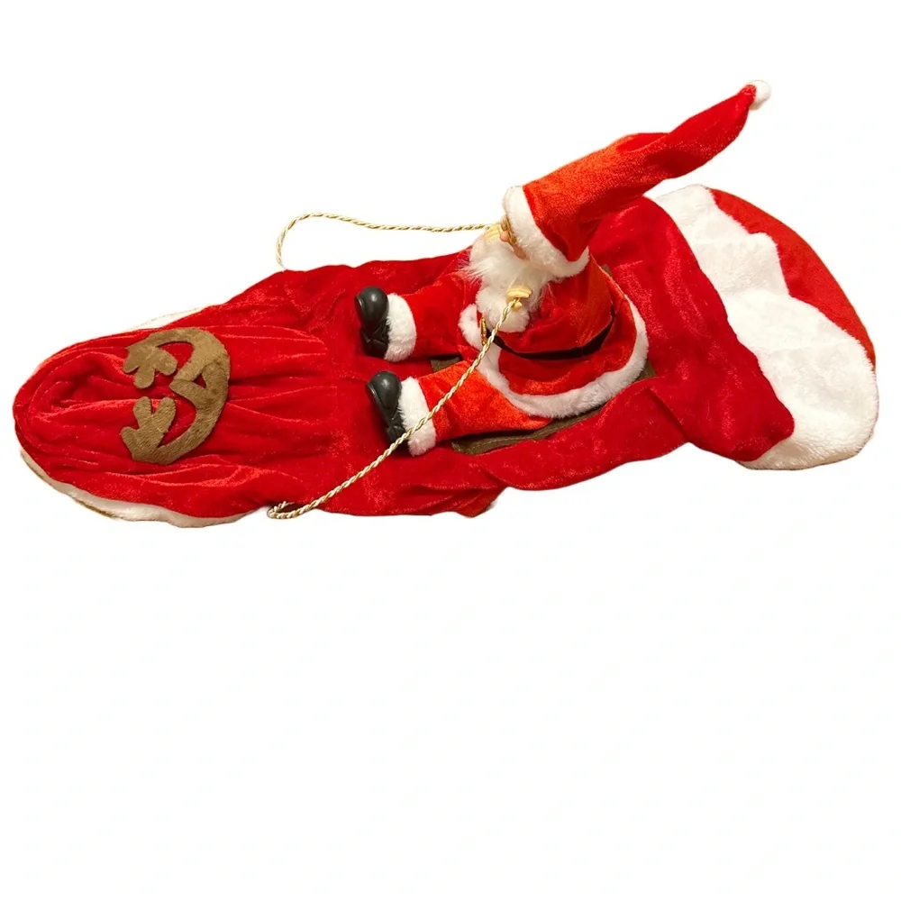 Christmas Dog Costume XL Riding Santa Reindeer Antlers Funny Pet Outfit NWT