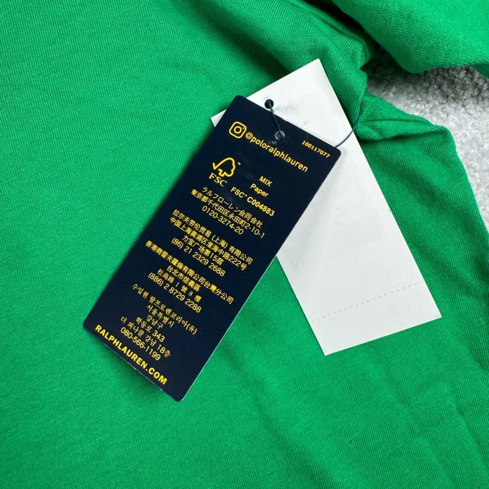 Polo Ralph Lauren T-Shirt HOLE Mens 4XLT Green Script Logo Short Sleeve Tee NWT