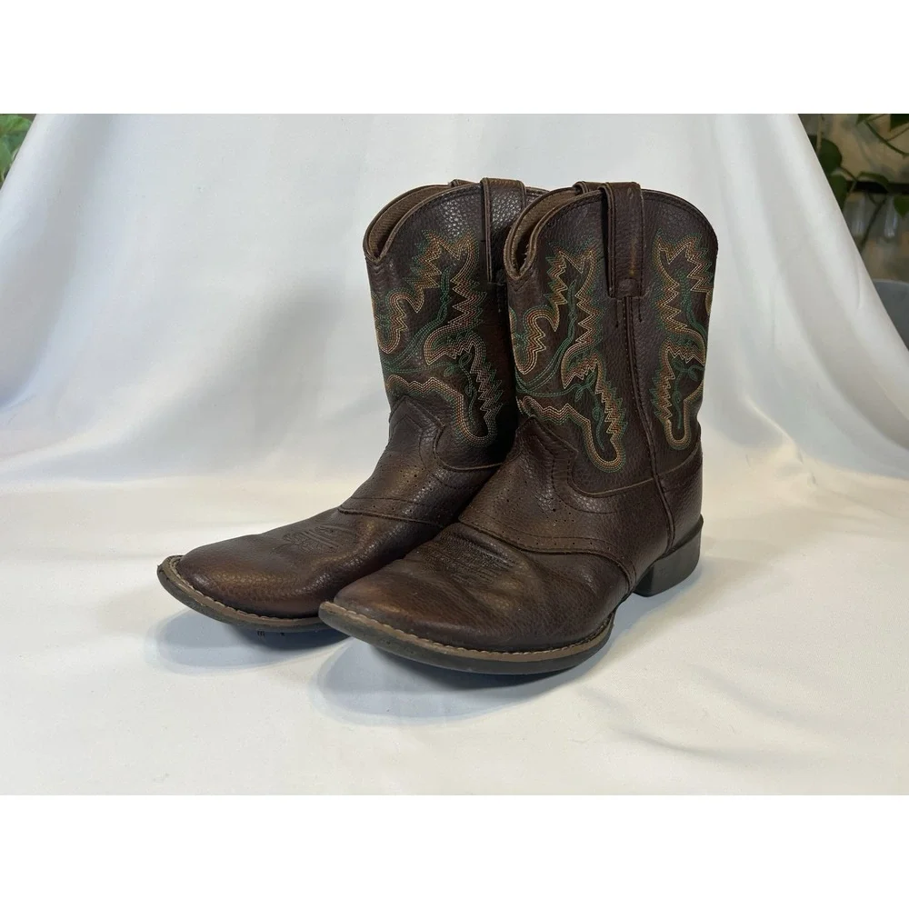 Justin's Boys' Size 4D Square Toe Western Cowboy Boot Jasper Blue/Brown