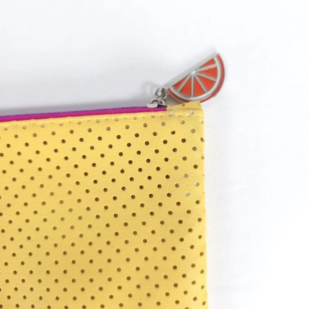 IPSY Yellow Mesh‎ Orange Slice Zipper + Floral Makeup Cosmetic Bags