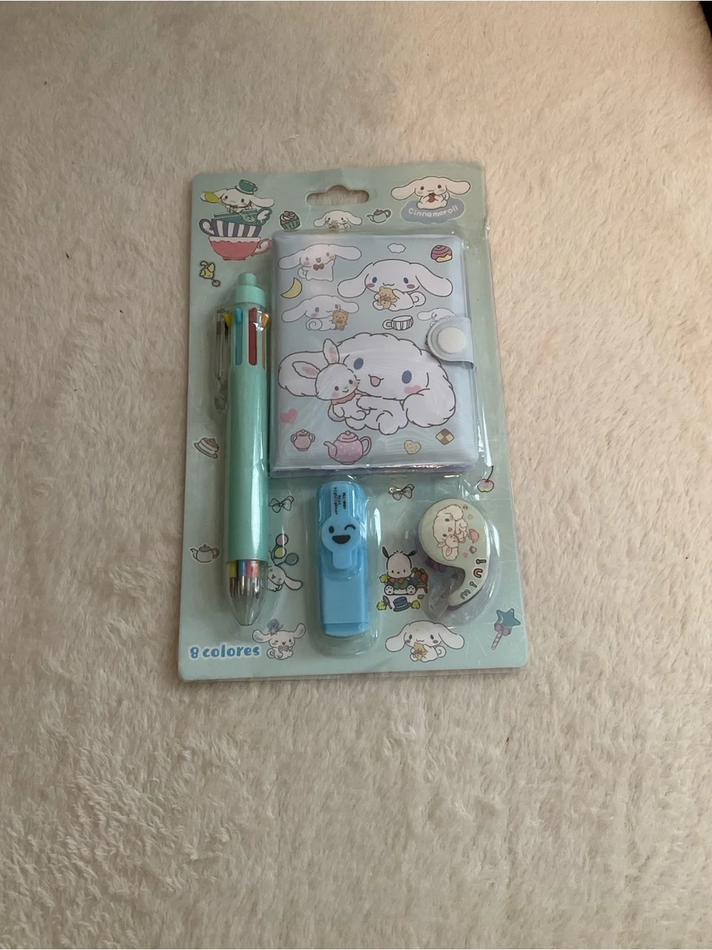 Mint Green Kids Multi-Color Pen & Cute Bunny Notebook Set