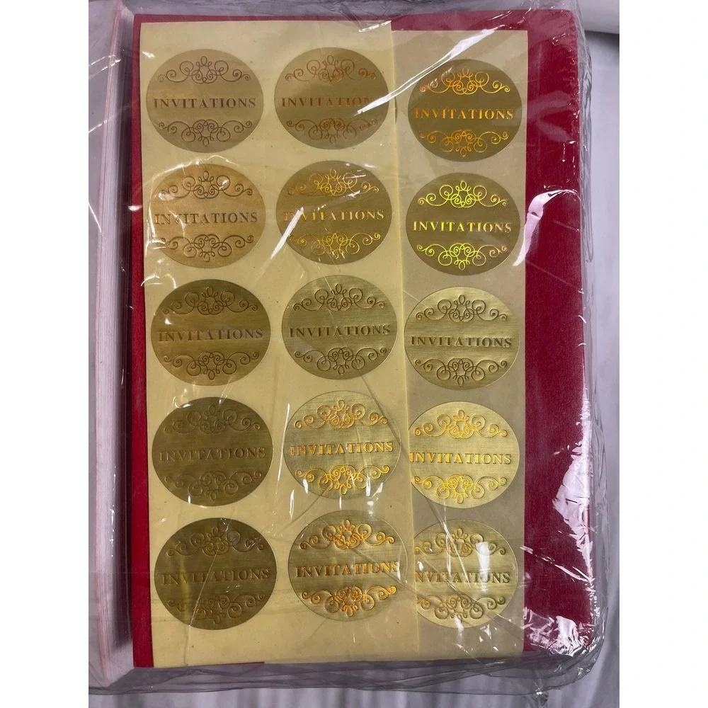 Sabary 100 Pcs 5x7‎ Burgundy Laser Cut Wedding Invitation Set with Gold Seals