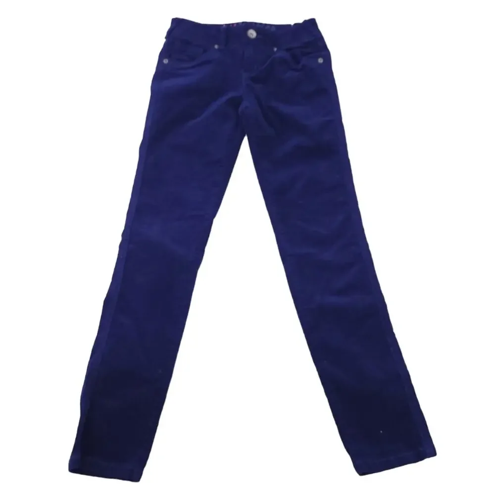 Justice Blue Corduroy Pants Size 10 Girls Pants, Cotton Blend, Zip Up, Belt Loop