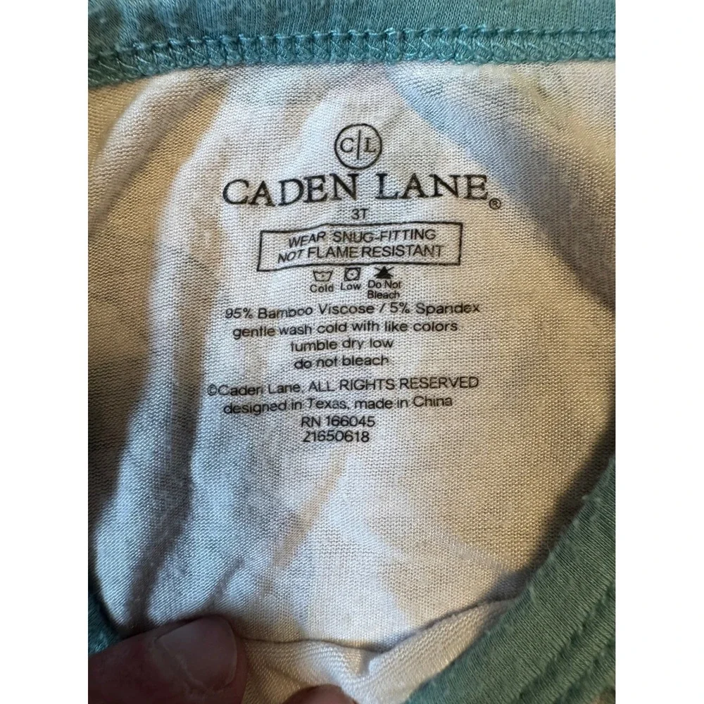 Caden Lane Sea Turtle Bamboo Viscose Long Sleeve Pajama Top Kids 3T White Aqua