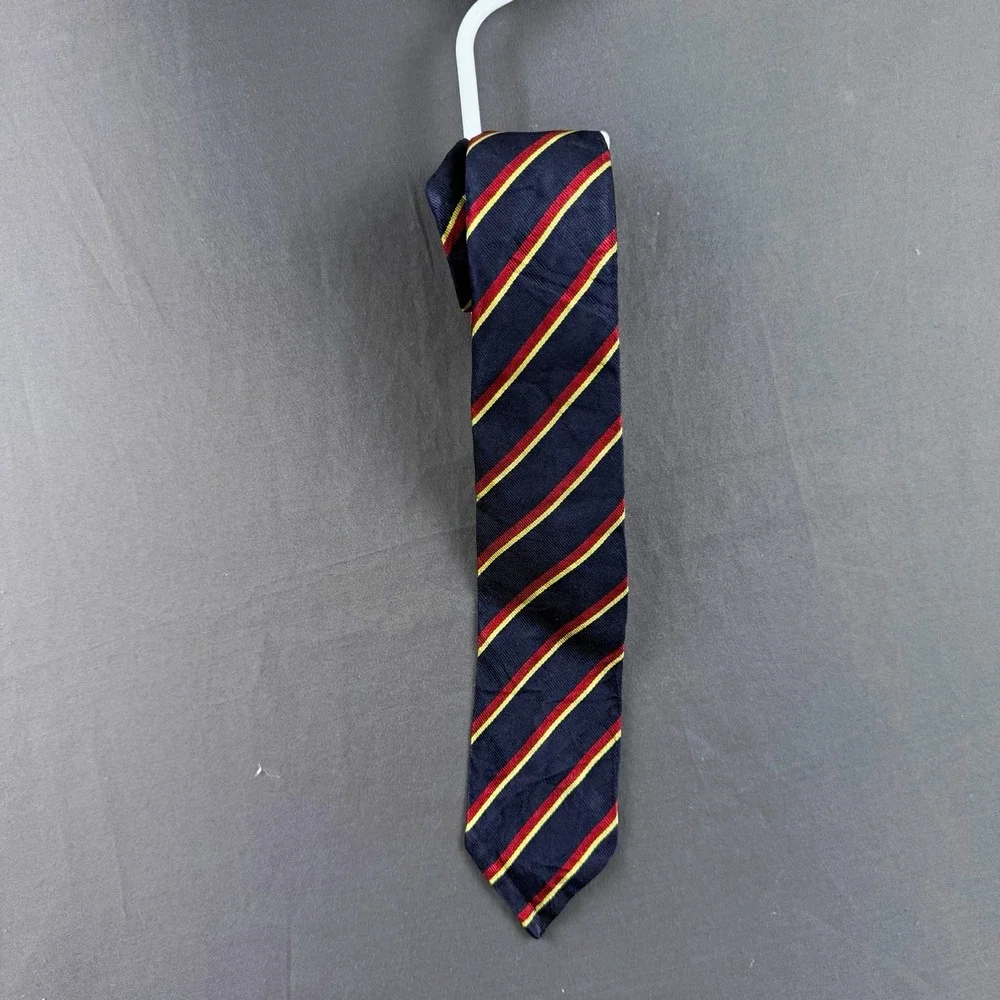 Polo Ralph Lauren Silk Striped Tie Navy Red Yellow Logo Handmade Italy