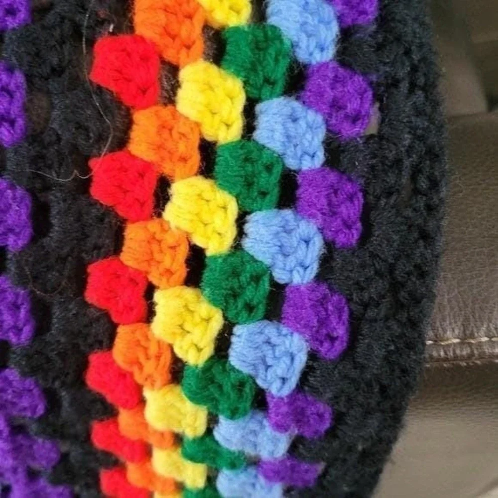 Vintage Colorful Crochet Blanket with Geometric Pattern Size 6X5 feet‎