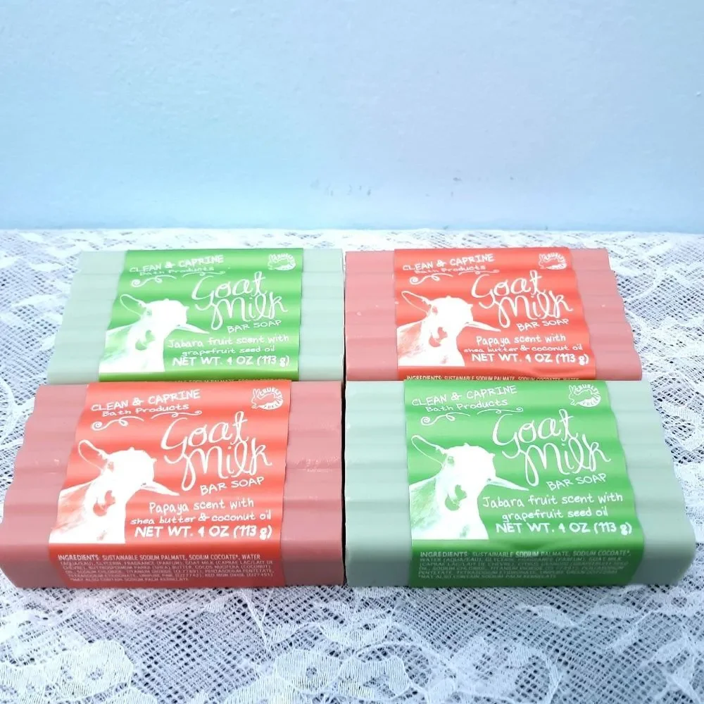 6 Goat Milk Bar Soap Clean Caprine Simply Be Well Jabara Fruit Papaya red green