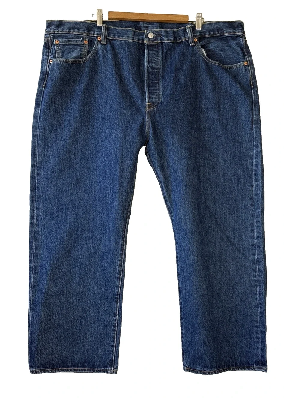 Levis 501 Mens 46x28 (46x27) Button Fly Dark Wash Denim Red Tag