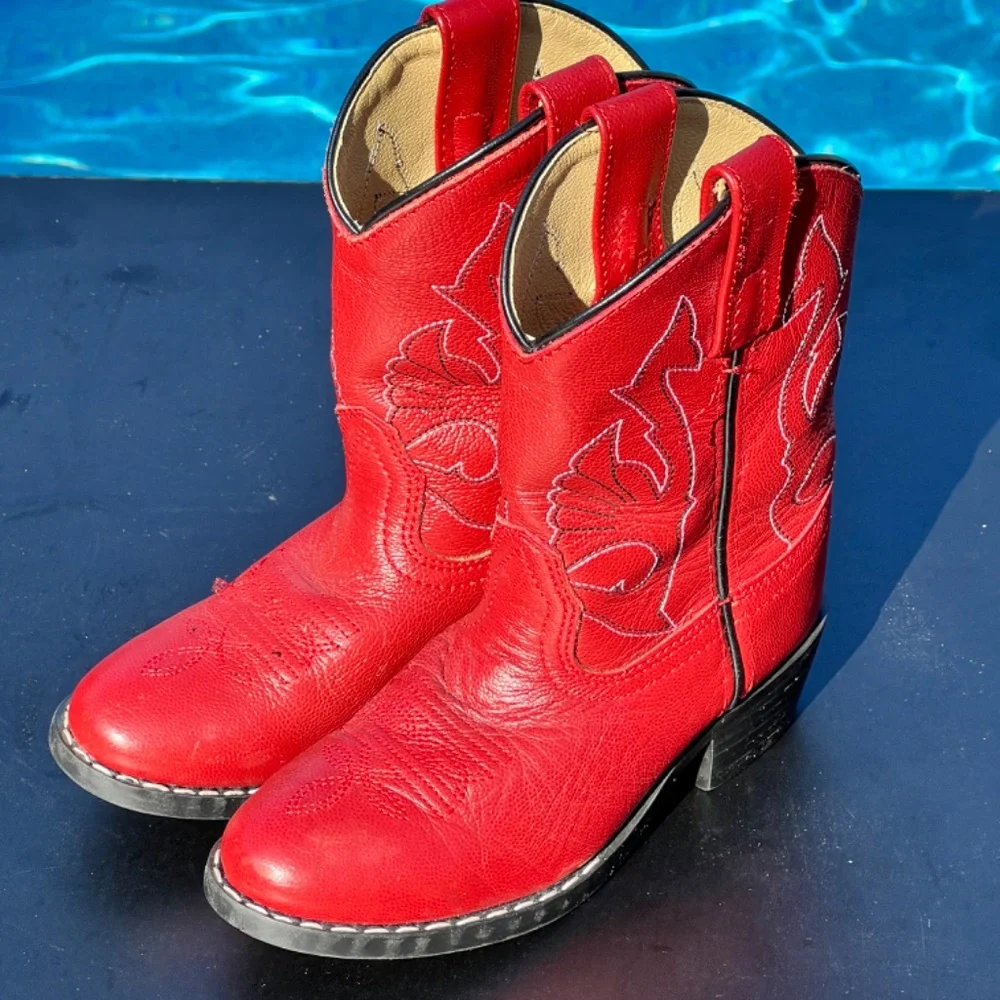 Masterson Boot Co. Kids Leather western Cowboy Boots Red Size 12 M Style RB2004C