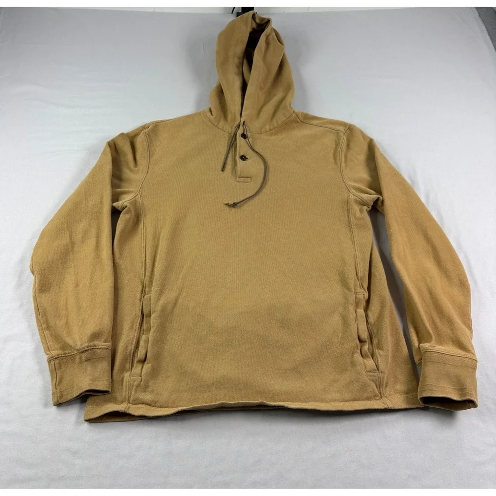 Polo Ralph Lauren Hoodie Mens‎ Small Brown Henley Pullover Sweatshirt