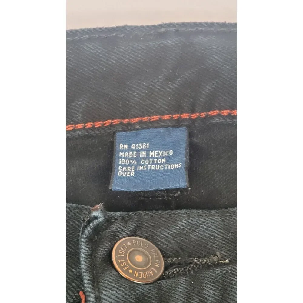 Polo Ralph Lauren Jeans Mens 36x33. Black Straight Leg Vtg. Authentic Dungarees.