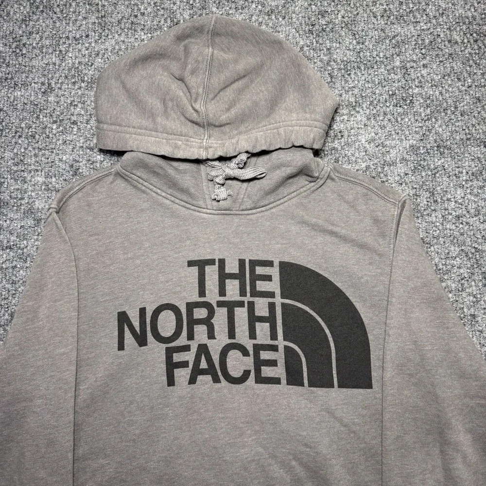 The North Face Hoodie Long Sleeve Gray &‎ Black Cotton Blend Men's Size Medium