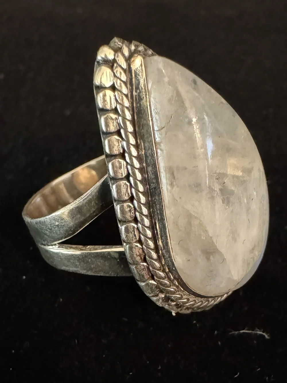 Sterling Silver Teardrop Moonstone Ring -‎ White
