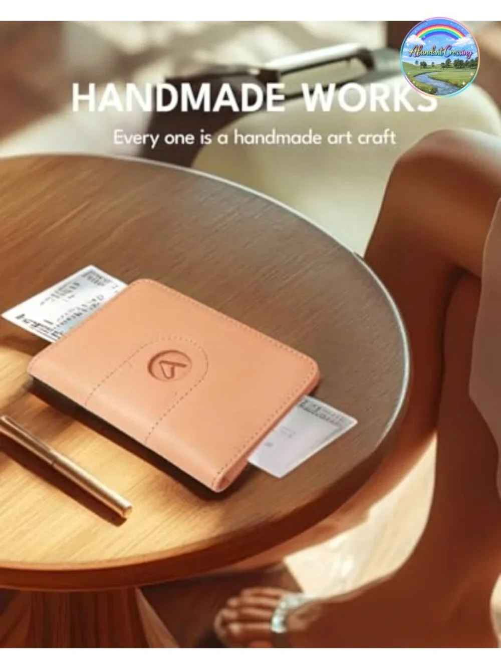 Genuine Leather Passport Holder Wallet with AirTag Slot Travel Accessory