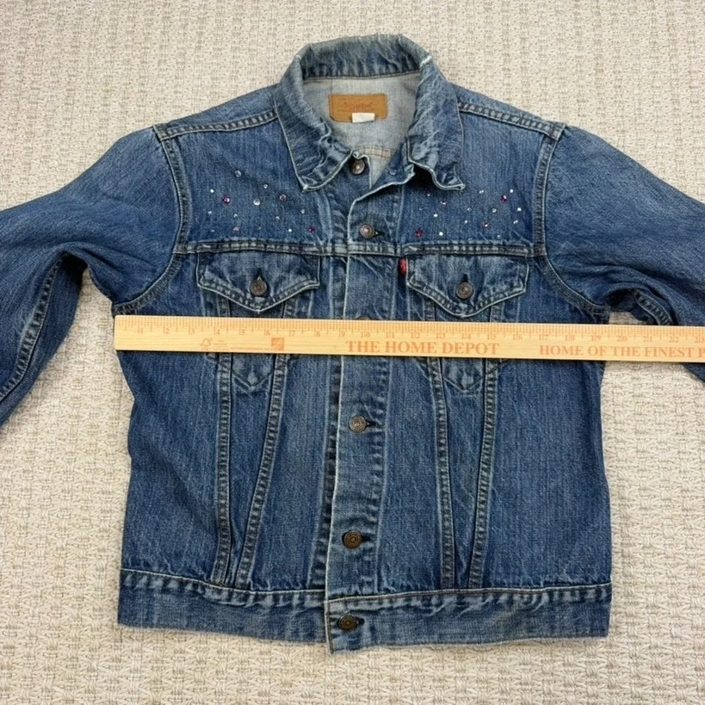VTG Levis Type III‎ Rhinestone Bedazzled Denim Jacket Made USA 524 L
