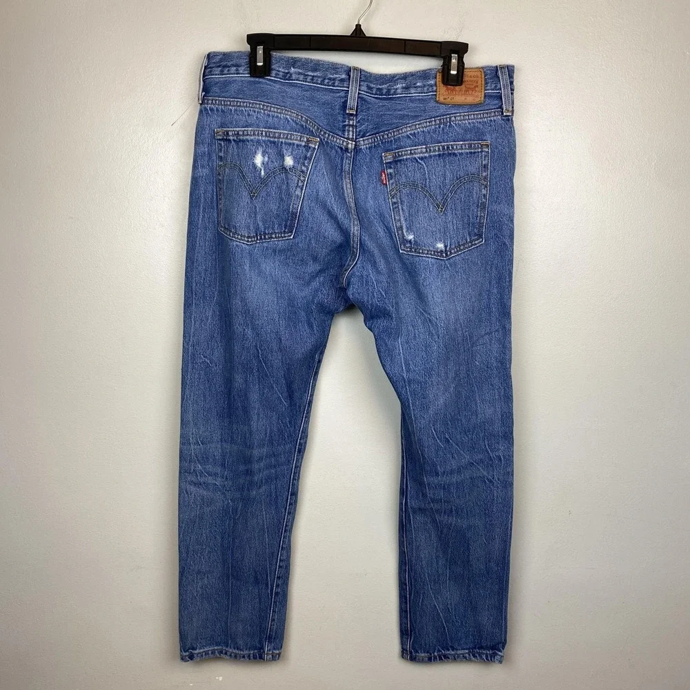 Levi's 501 CT Jeans Mens 31x32 Blue Distressed‎ Tapered Button Fly 17804-0073
