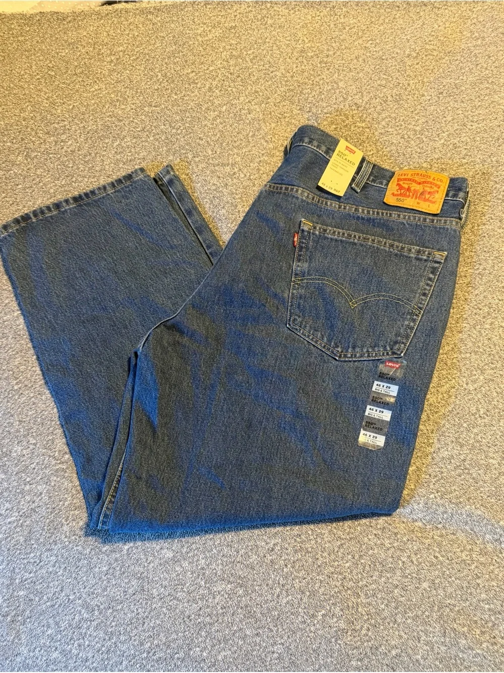 LEVI STRAUSS Men‎ 550 Relaxed Fit 100% Cotton Denim Jeans - 46x39 Dark Blue